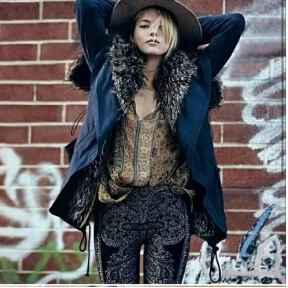 Free People Sweet Child Faux Fur Quilted Parka coat winter stunning & warm NWT - Picture 2 of 8